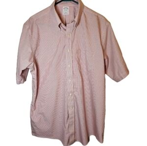 Brooks Brothers Casual Button Down Short Sleeve 1818 Shirt Men XL Preppy Red/Wht